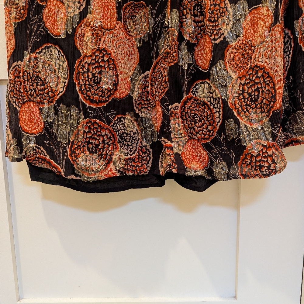 ba&sh Black Floral V-Neck Maxi HIDE Dress with Rust, Gold and Cream Accents - Picture 7 of 9